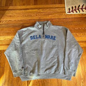 Y2K university of deleware embroidered quarter zip‎ sweatshirt